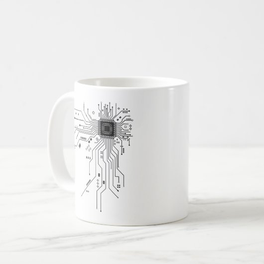 Computer CPU Chip PCB Circuit Design Tech Gift コーヒーマグカップ (正面左)