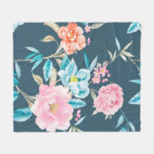 Computer drawn beautiful flowers illustrationflowe フリースブランケット (正面(横))