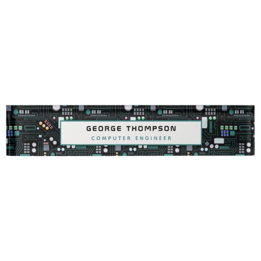 Computer Engineer Circuit Board Pattern Office  デスクネームプレート (正面)