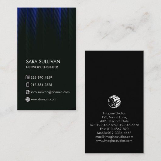 Computer Engineering Technical Blue Halftone 名刺 (正面/裏面)