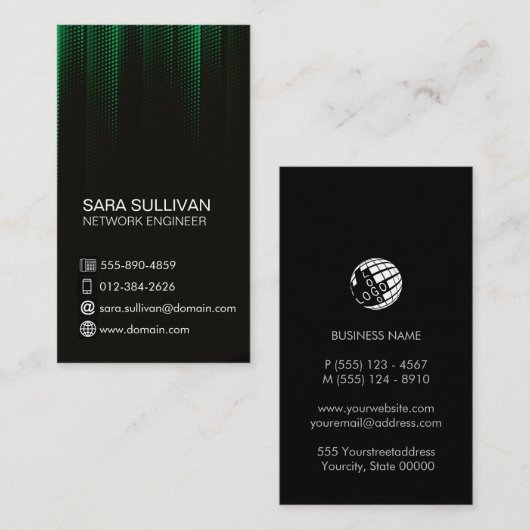 Computer Engineering Technical Green Halftone 名刺 (正面/裏面)