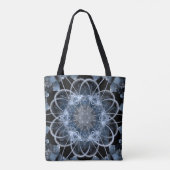 Computer fractal illustration of gray blue winter トートバッグ (裏面)
