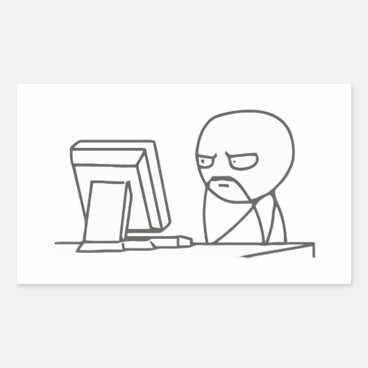 Computer Guyミーム- Rectangle Stickers 長方形シール (正面)