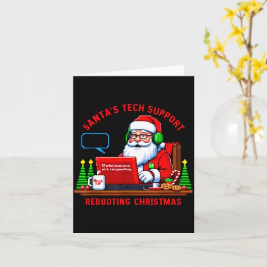 Computer Meme Funny Santa's Tech Suprt Rebooting C カード (黄色い花)