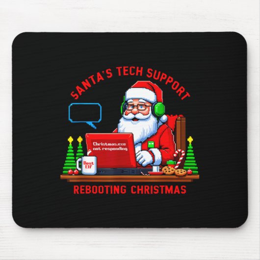 Computer Meme Funny Santa's Tech Suprt Rebooting C マウスパッド (正面)