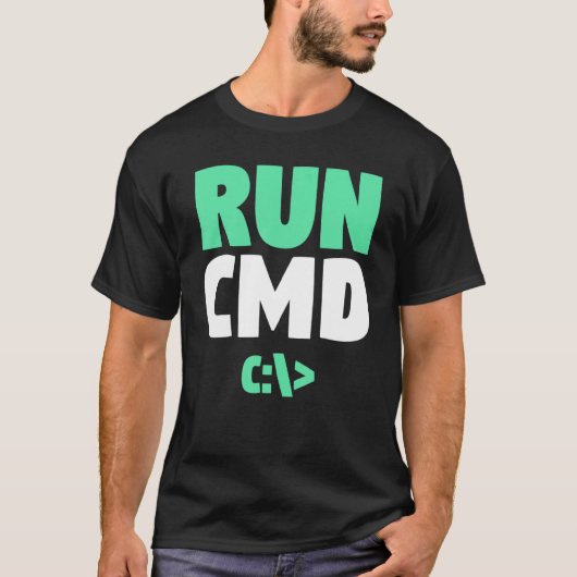 Computer Programmer Command Prompt Funny Run CMD Tシャツ (正面)