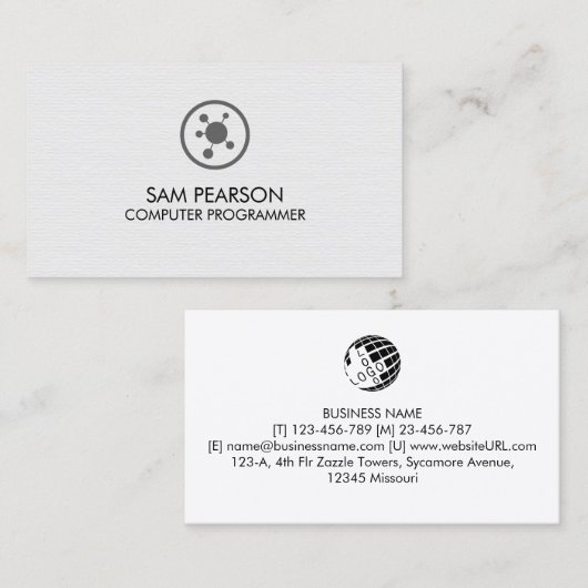 Computer Programmer Software Developer 名刺 (正面/裏面)