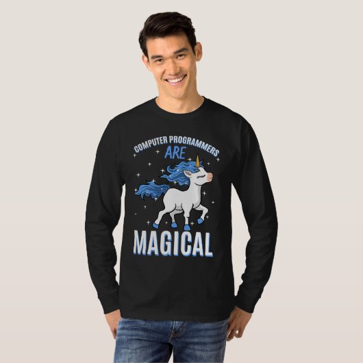 Computer Programmers Are Magical Unicorn Coder Pro Tシャツ (正面フル)