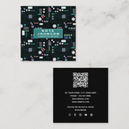 Computer Repair Circuit Board QR Code スクエア名刺