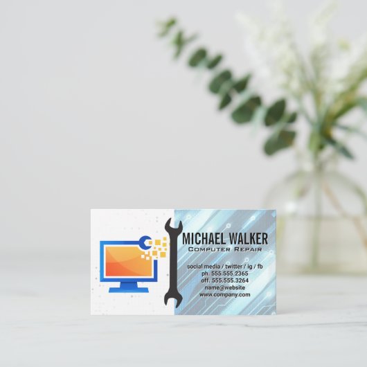 Computer Repair Modern | Technician Wrench 名刺 (スタンド正面)