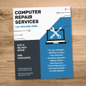 Computer Repair Services Blue  チラシ