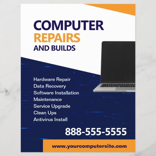 Computer Repairs and Maintenance Flyer Template チラシ (正面)