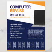 Computer Repairs with Tear Offs Flyer Template チラシ (正面)