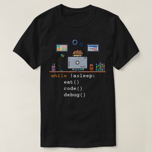 Computer Science Pythonプログラマコー食べド・デバッグ Tシャツ (デザイン正面)