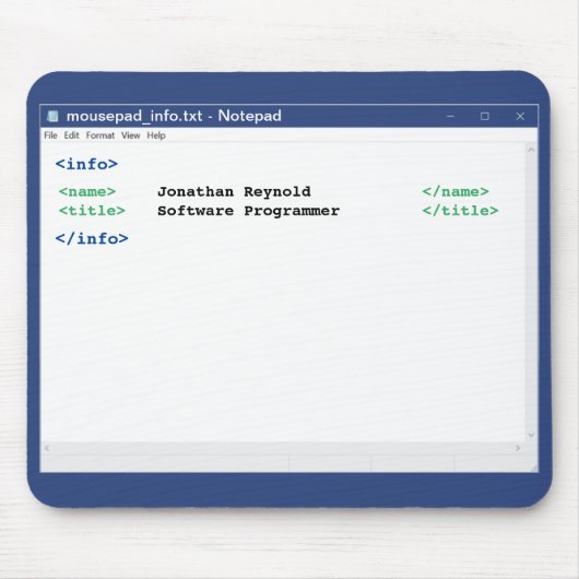 Computer Scientist Notepad Coder Format Programmer マウスパッド (正面)