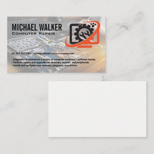 Computer Techの修復ロゴ |技術者の作業 名刺 (正面/裏面)