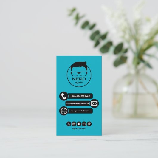 Computer Tech Guy Nerdy Business Card 名刺 (スタンド正面)