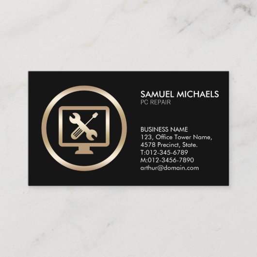 Computer Tools Icon PC Repair Business Card 名刺 (正面)