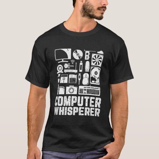 Computer Whispeerer Techがサポートするおもしろいおたくギーク Tシャツ (正面)