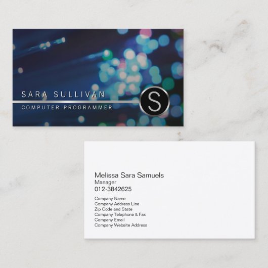 ComputerProgrammer IT カラフル FibreOpticモノグラム 名刺 (正面/裏面)