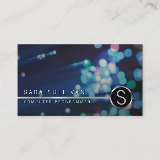 ComputerProgrammer IT カラフル FibreOpticモノグラム 名刺 (正面)