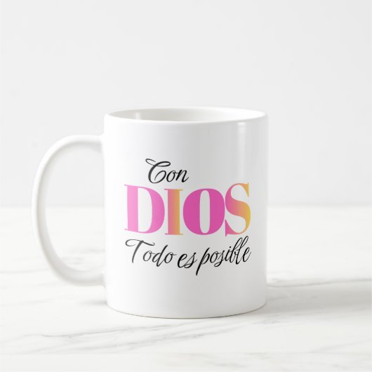 Con Dios Todo es Posible - Mateo 19:26 Christian A コーヒーマグカップ (左)