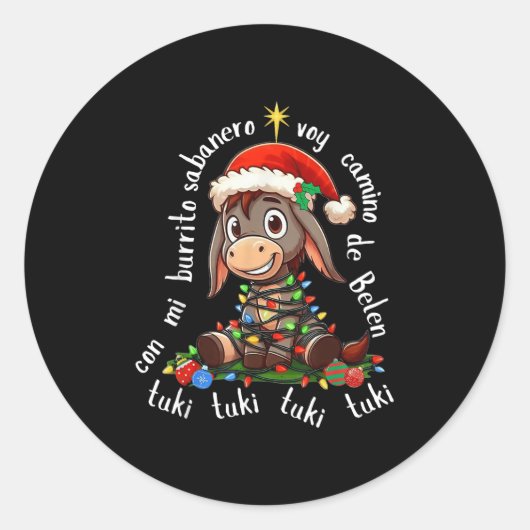 Con Mi Burrito Sabanero Mexican Tuki Tuki Latino X ラウンドシール (正面)