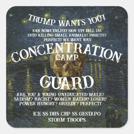 CONCENTRATION CAMP TRUMP DHS ICE CBP POLICIA スクエアシール (正面)