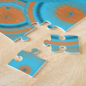 Concentric Circle Gradient Orange Rust Turquoise ジグソーパズル (側面)