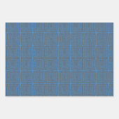 Concentric Wavy Squares on a mottled blue paintbox ラッピングペーパーシート (正面3)