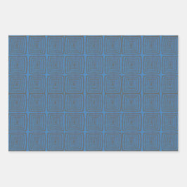 Concentric Wavy Squares on a mottled blue paintbox ラッピングペーパーシート