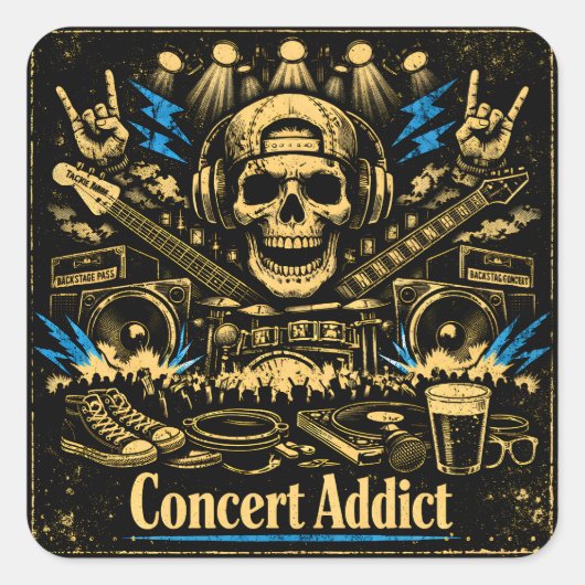 Concert Addict – Live Music Fan Culture スクエアシール (正面)