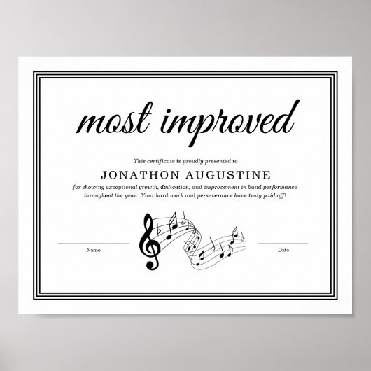 Concert Band, Marching Band, Choir Certificate ポスター (正面)