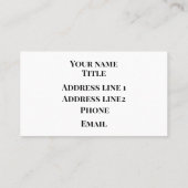 Concert Music Standard、3.5インチx 2.0インチ名刺 名刺 (裏面)