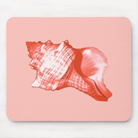 Conchシェルスケッチ – サンゴ、シェルピンクと白 マウスパッド (正面)