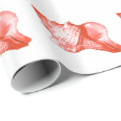 Conchシェルスケッチ – サンゴ、シェルピンクと白 ラッピングペーパー (ロールコーナー)