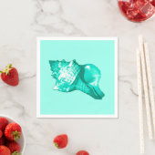 Conchシェルスケッチ – ターコイズ、白、アクア スタンダードカクテルナプキン (インサイチュ)