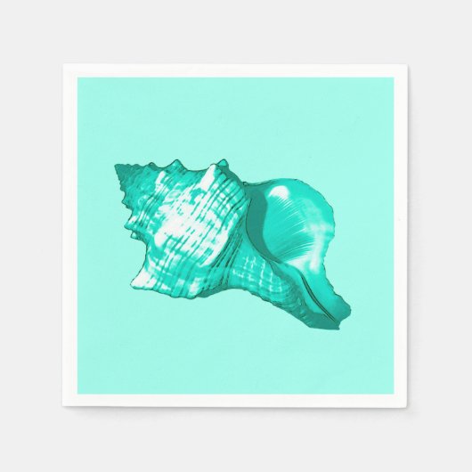 Conchシェルスケッチ – ターコイズ、白、アクア スタンダードカクテルナプキン (正面)