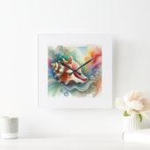 Conch Shell 160724AREF203 - Watercolor スクエア壁時計 (ホーム)
