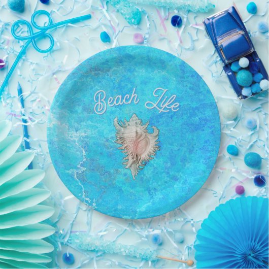 Conch Shell "Beach Life" ペーパープレート (パーティー)