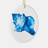 Conch shell sketch - cobaltとsky blue セラミックオーナメント (右)