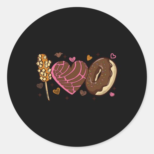Conchas I Love You Valentine Mexican Valentines Da ラウンドシール (正面)