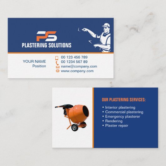 Concrete & Plastering Contractor Business Card  名刺 (正面/裏面)
