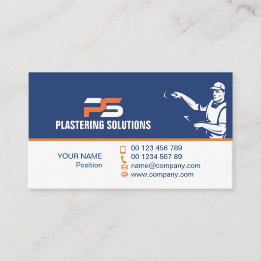 Concrete & Plastering Contractor Business Card  名刺 (正面)