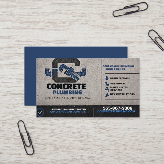 Concrete Plumbing Contractor Business Card | Moder 名刺 (正面/裏面インサイチュ)