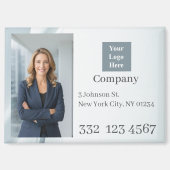 Concrete White Photo Logo Promotional Business マグネット (正面)