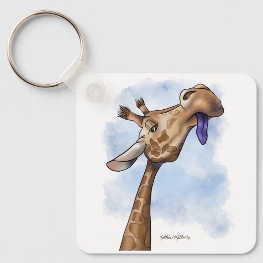 Condescending Giraffe Cartoon キーホルダー (正面)