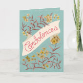 Condolences Aqua Soft Pastel Floral Banner Card カード (正面)