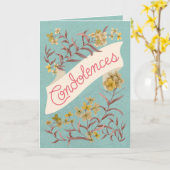 Condolences Aqua Soft Pastel Floral Banner Card カード (黄色い花)