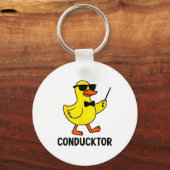 Conducktor Funny Duck Music Pun Orchestra Design  キーホルダー (正面)